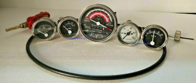 David Brown Tractor Tachometer Tempe Oil Pressure Ammeter Fuel Gauge With Cable