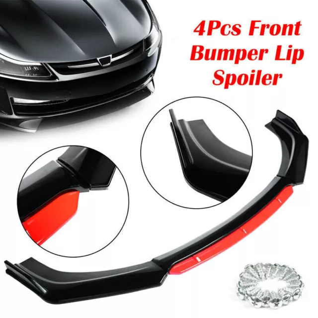 goodfitment - 4Pcs Universal Front Bumper Lip Body Kit ABS Glossy Black  Front Lip Spoiler Diffuser Front Bumper Lip Spoiler Wing Body for Most  Vehicle