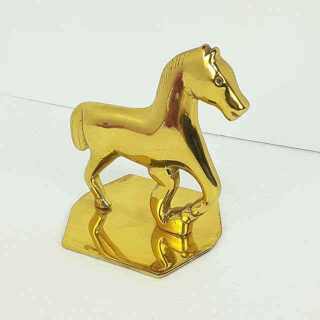 Vintage Virginia Metalcrafters Brass Horse Statue Bookend Door Stop Polished