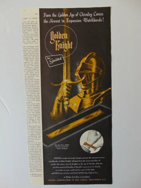 1946 GOLDEN KNIGHT SPEIDEL WRIST WATCH BAND vintage art print ad
