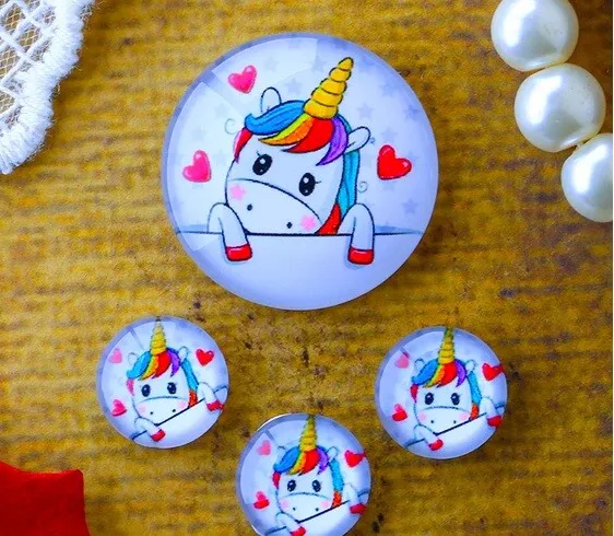 Glas Cabochons Einhorn 12 mm 20 mm 25 mm  / Sets #126
