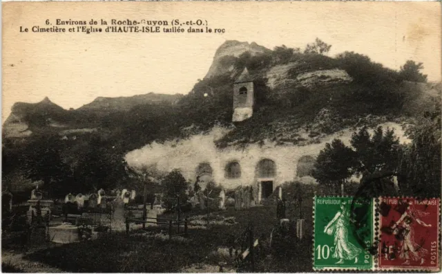 CPA Environs de LA ROCHE-GUYON - Le Cimetiere et l'Église d'HAUTE-ISLE (107274)