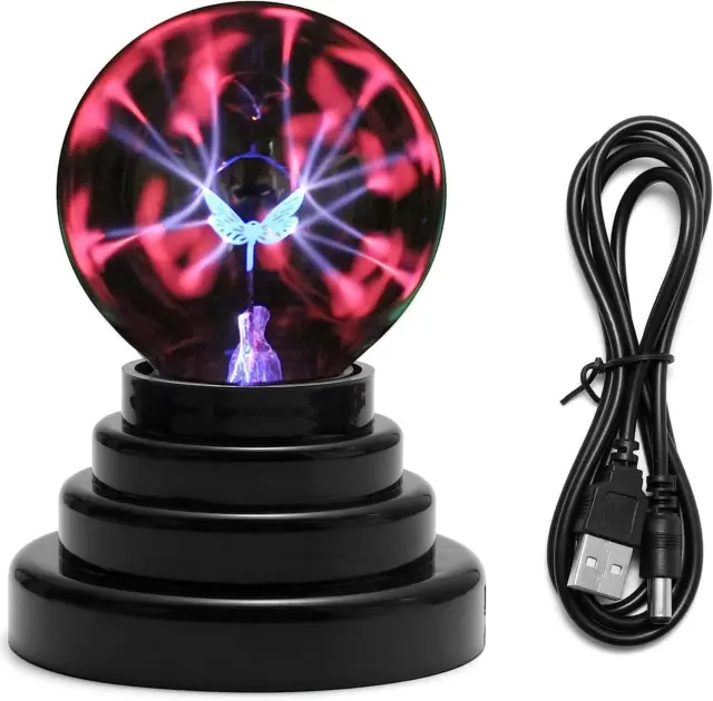 Butterfly Plasma Ball Light 3 Inch, USB Magic Touch Sensitive Thunder Lightning