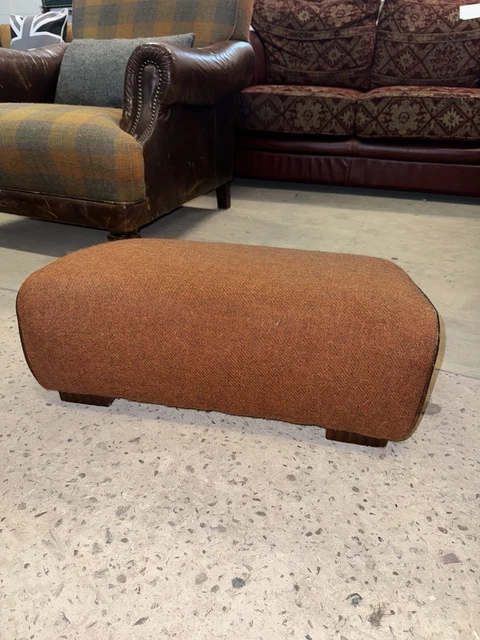 TETRAD HARRIS TWEED And Brown Real Leather Footstool can post