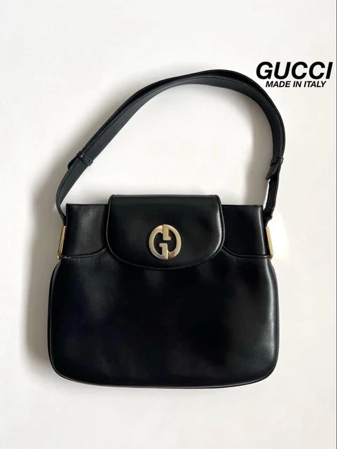 バッグ 2000's GUCCI ONE SHOULDER BAG LEATHER GUCCI LOGO LEATHER One Shoulder Bag Black Vintage Y2K 90s