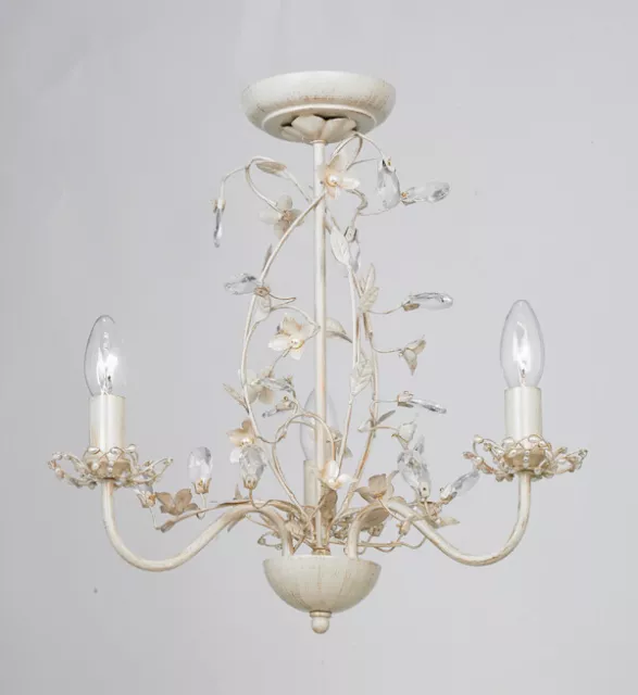 Schöne 3-Wege Blume große Deckenleuchte Einbau Anhänger Kronleuchter gold cremefarben