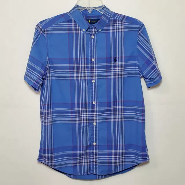 Ralph Lauren Boys Size XL Short Sleeve Button Down Plaid Shirt