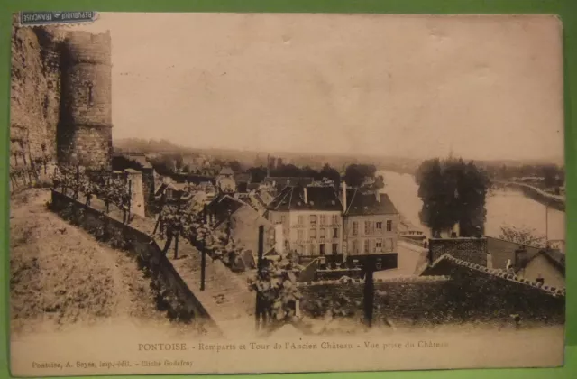 Carte Postale Département 95 - Pontoise Remparts Et Tour 1908 - Val-D'oise - Cpa