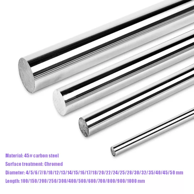 Chromed 45# Steel Round Bar Shaft Rod Dia 4mm-50mm Length 200mm-1000mm Choose