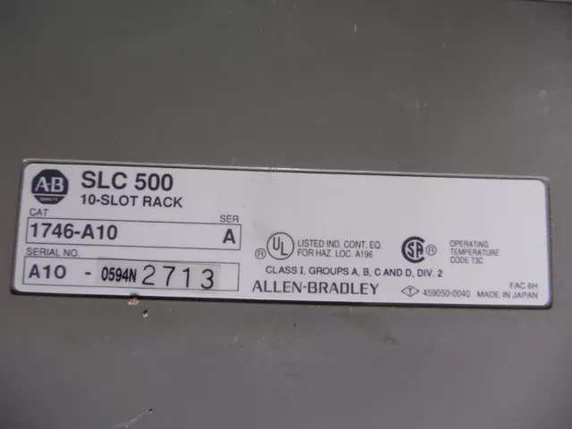 USED Allen Bradley 1746-A10/A SLC 500 10 Slot Rack Chassis 2