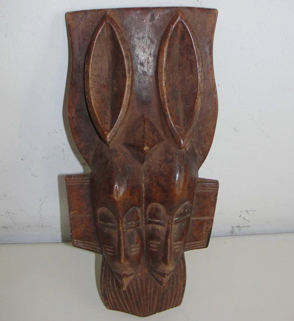 African Senufo Kpelie Double Heads Passport Mask Headdress Baule Cote D'Ivoire