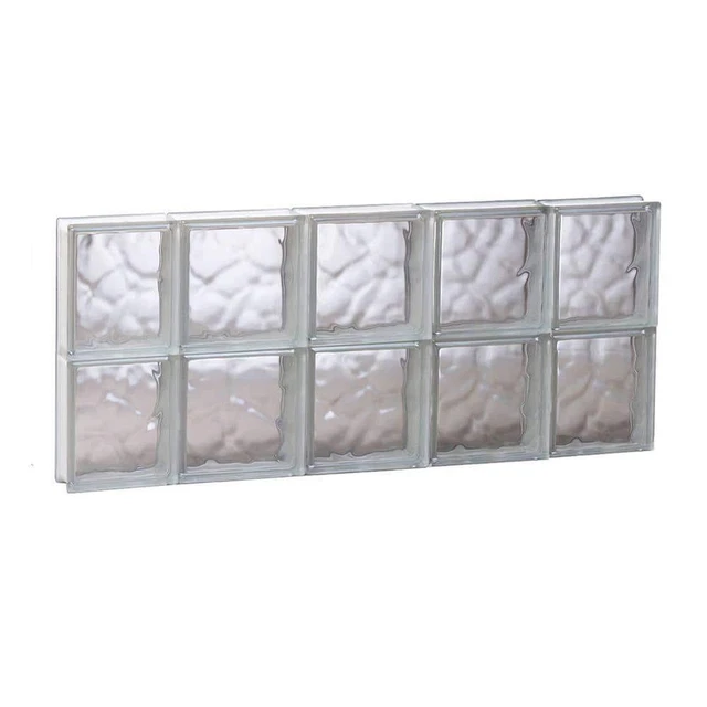 Clearly Secure Glass Block Window 34.75"x15.5" Frameless Wave Pattern Non-Vented
