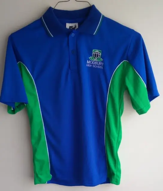 Modbury High School Uniform Pre-owned Navy Blue Sports Polo Shirt. FREE POSTAGE