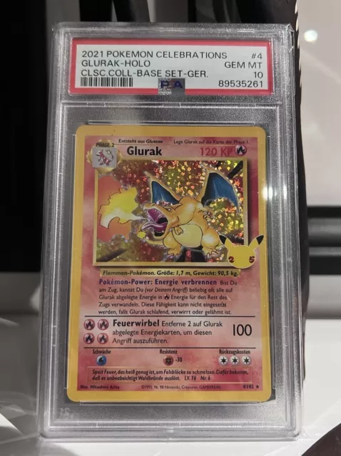 Pokemon Celebrations Glurak Holo 25 Anniversary PSA 10 Charizard Deutsch