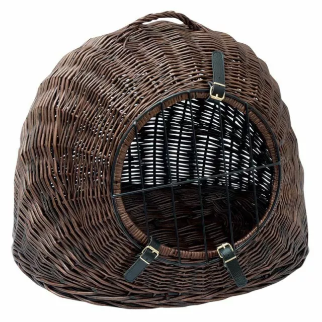 Large Wicker Cat Basket Carrier Small Dog Den Bed Natural Handmade Vets Holidays