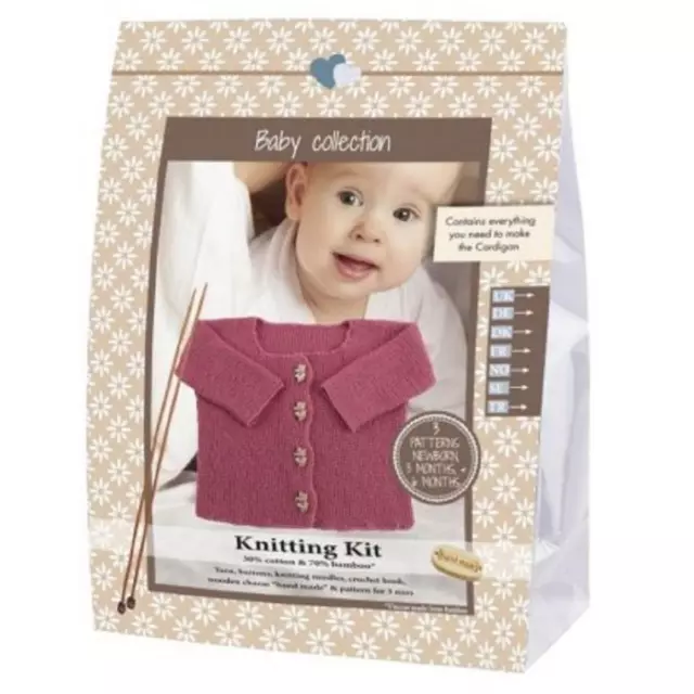 Go Handmade Knitting Crochet Kit Baby Cardigan - Medium Pink
