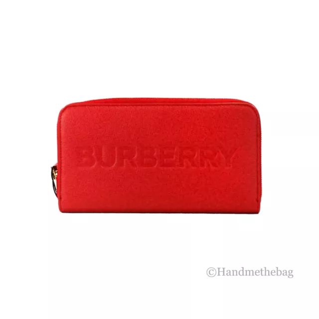 Burberry Elmore Red Embossed Logo Leather Continental Clutch Wallet