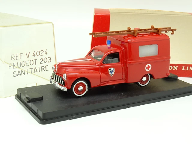Verem Résine 1/43 – Peugeot 203 U8 Sanitaire – Ambulance Pompiers – Collection