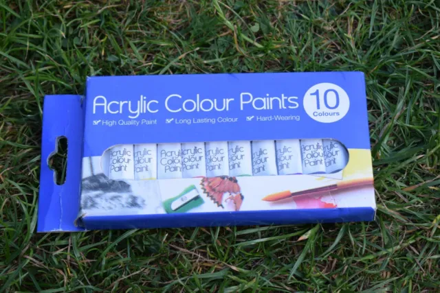 Acrylic Art & Craft Paint Set of 10 x 10ml Assorted Colours sealed
