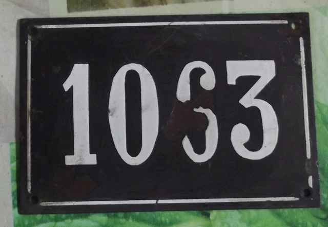 Grande Old Black French House Number 1063 Door Gate da Parete Piatto D Metallo+