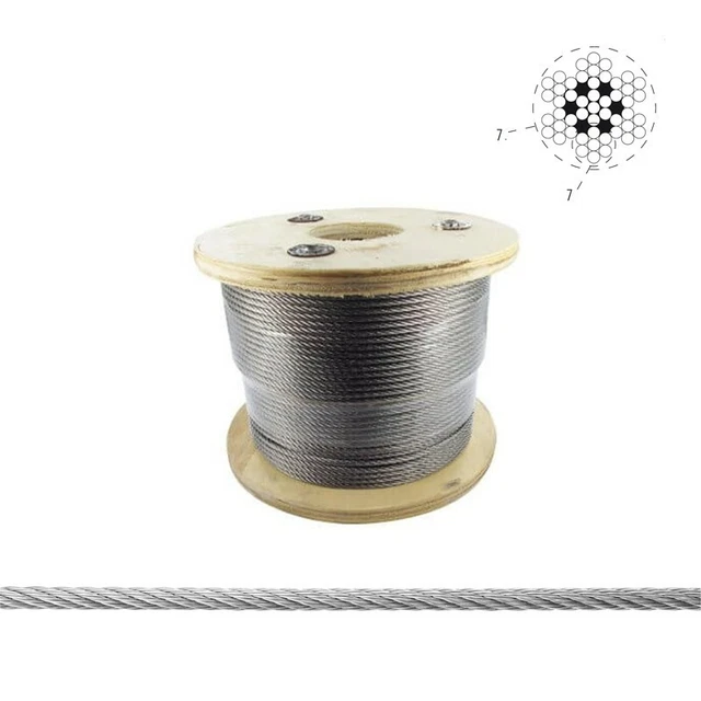 Câble en inox AISI 316L souple 7x7 fils pour garde-corps, escalier et nautisme