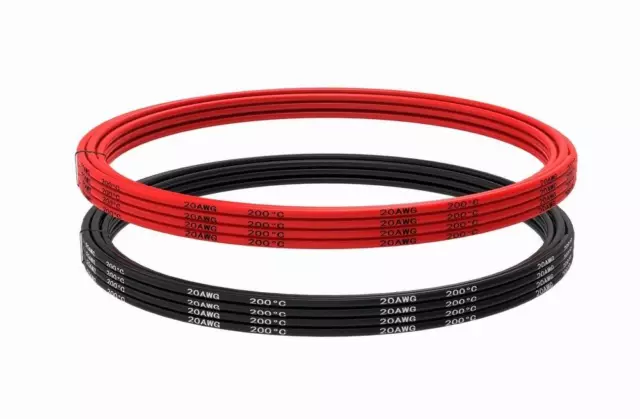 20 AWG Electrical Wire 20 Feet Stranded Wire [10 ft Black and 10 ft Red] Flexibl