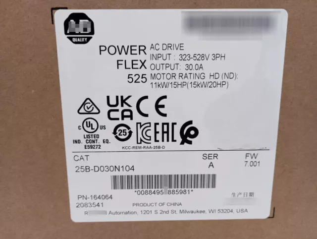 25B-D030N104 / A New Sealed 25BD030N104 Powerflex 525 AC Drive 20HP 15KW 1pcs