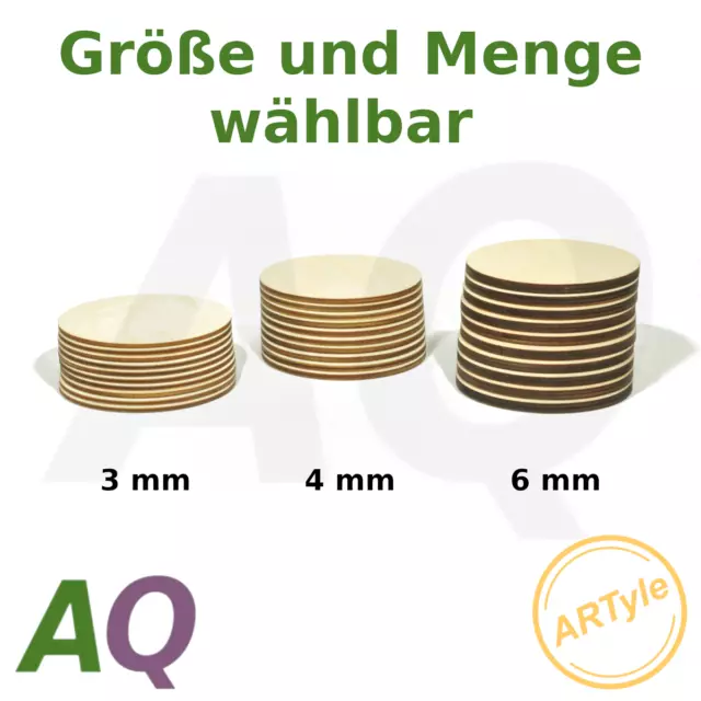 Holzscheiben Untersetzer rund 3mm 4mm 6mm Holz natur 6-20cm DIY Basteln Dekoidee