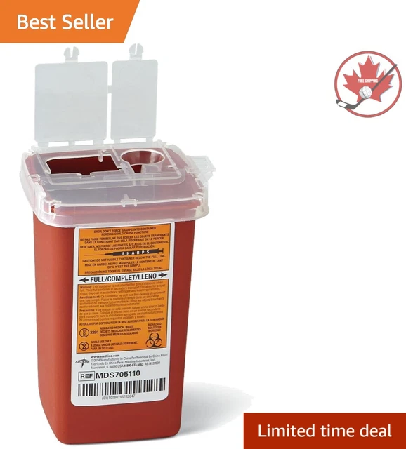 Heavy-Duty Sharps Container for Easy-to-Use Tattoo Needle Disposal - 1 Qt Size
