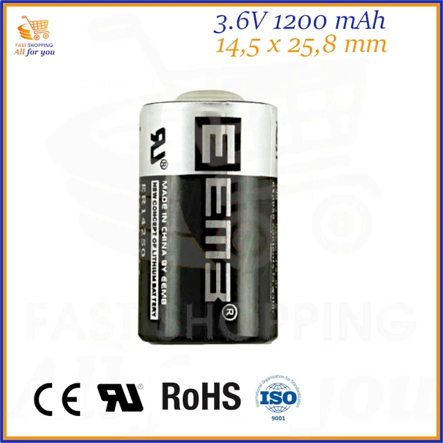 10 Batterie Litio Mezza Stilo 1/2AA RG ER14250 ER 14250 3.6V 1200mAh 1.2Ah EVE - Foto 3