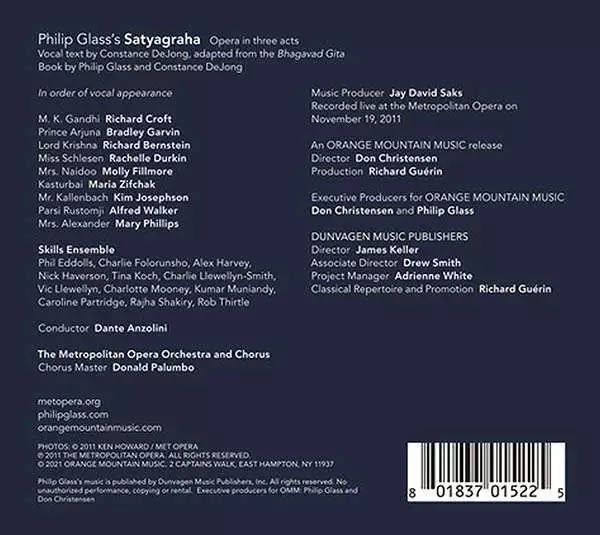 Philip Glass: Satyagraha (Oper in 3 Akten) (GA) -   - (CD / S)