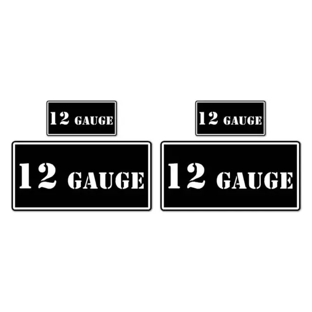 12 Gauge B&W Ammo Box Set, Vinyl Decal Sticker, 2@ 1"x2" & 2@ 2"x4", #8441