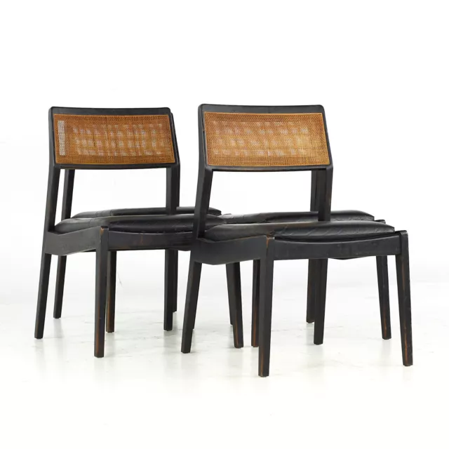 Jens Risom Mid Century Ebonized Walnut and Cane "Playboy" Dining Chairs-Set of 4