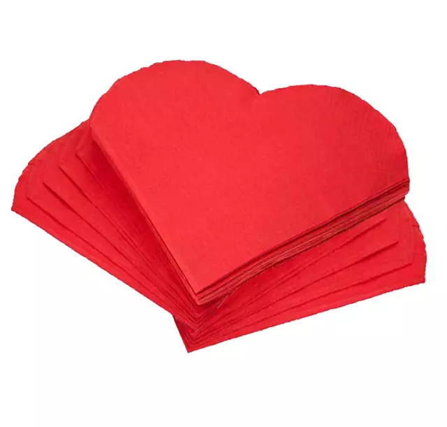 60 Red Heart Shaped Napkins Valentines Day Romantic Dinner Tableware Party Decor