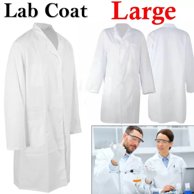 Unisex Large White Lab Coat Doctors Medical Scientist Industry Laboratory Jacket
