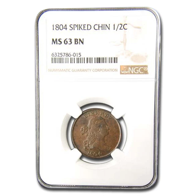 1804 Draped Bust Half Cent MS-63 NGC (Brown, Spiked Chin) - SKU#277637