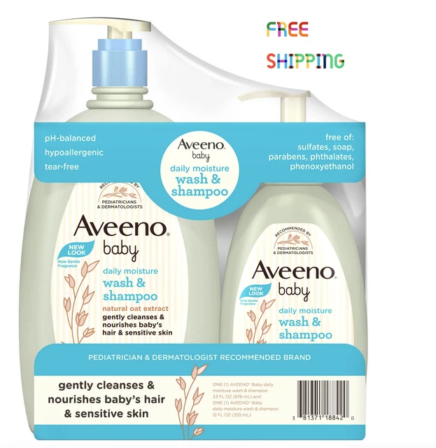 Aveeno Baby Daily Moisture Wash & Shampoo (33 fl. oz. and 12 fl. oz.) free shipp