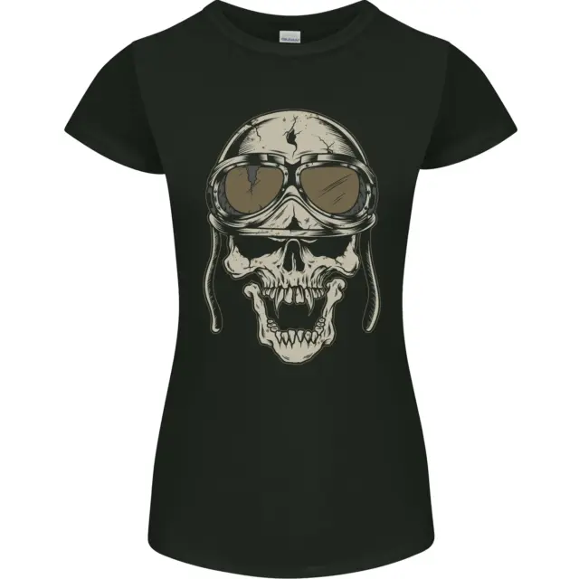 Biker Skull Motorcycle Skulls Motorbike Womens Petite Cut T-Shirt