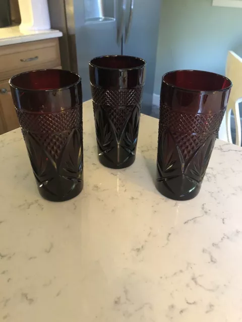 Luminarc Cristal d'Arques France Ruby Red Tumblers Glasses *Set of 3*