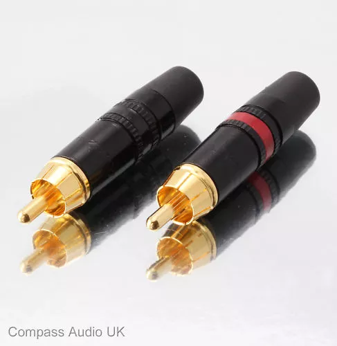 8 NEUTRIK GOLD PHONO RCA PLUGS NYS373 Red/Black Professional Connectors REAN