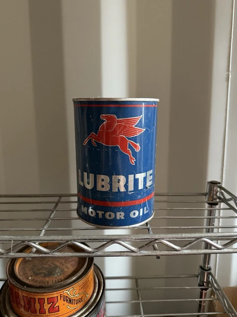 VINTAGE SOCONY MOBILOIL Lubrite Pegasus 1 One Quart Metal Motor Oil Can ...
