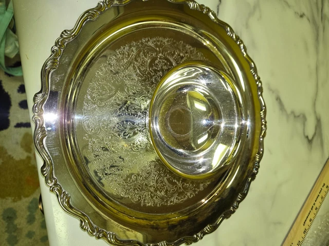 VTG ONEIDA USA Silver Plated One Piece Chip/Dip Georgian Scroll