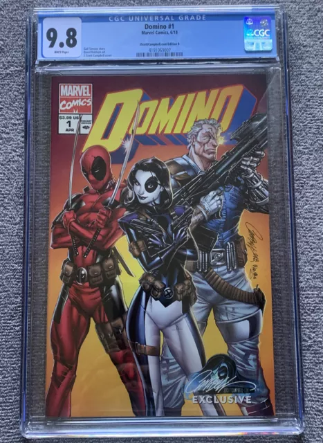 Domino 1 Cgc 9.8 J Scott Campbell Exclusive B Cover Variant Marvell Deadpool 2!!