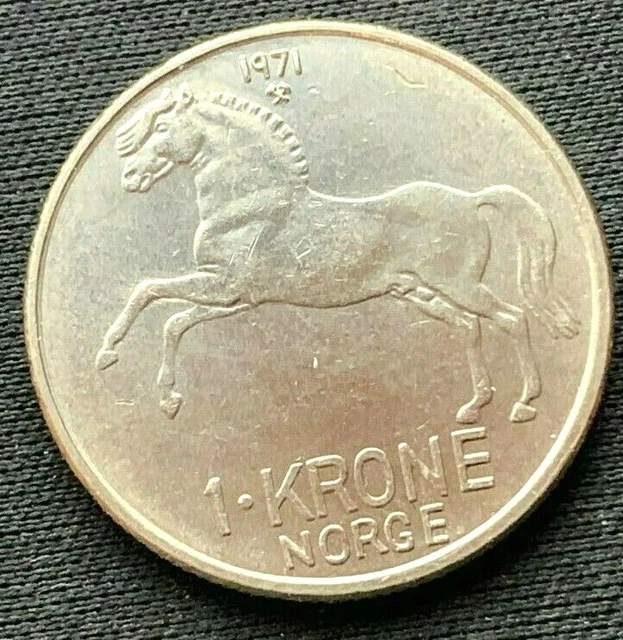 1971 Norway 1 Krone coin GEM UNC    Copper Nickel World Coin   #C190