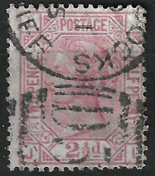 GB SG139 QV 1875 2-1/2d Rosy Mauve, Plate 1, Wmk Anchor, JL, Used
