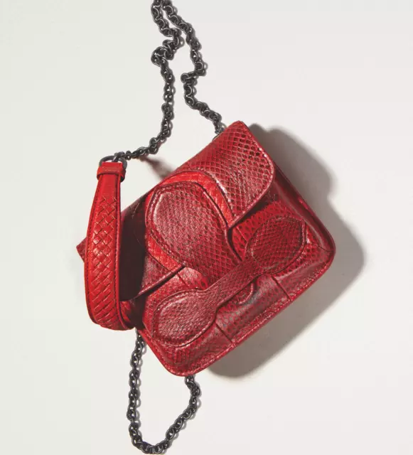 Bottega Veneta Rialto Red Python & Intrecciato Leather shoulder bag - mint cond