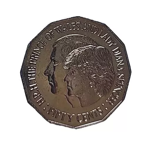 1981 50c Fifty Cent Coin  HRH Prince Charles And Lady Diana Royal Wedding  UNC