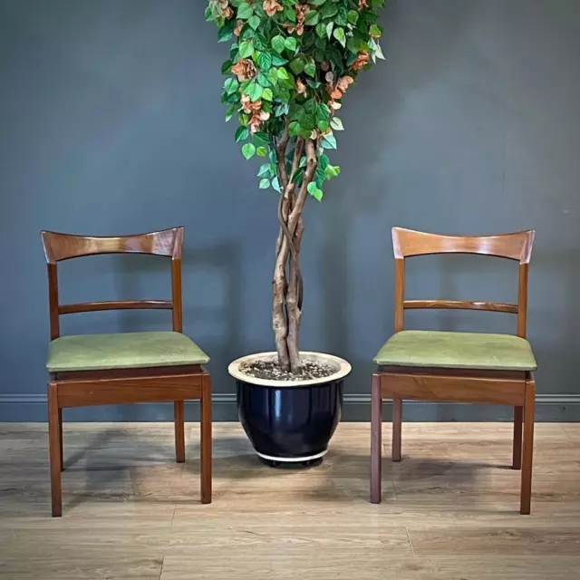 Attractive Pair Of Stylish Mid Century Teak Side Dining Chairs