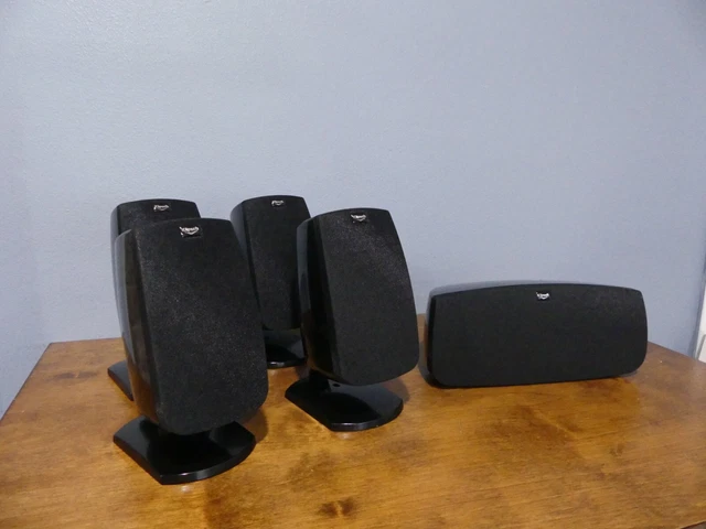 Set of 5 Klipsch Quintet Gloss Black Satellite Speakers Surround Sound w/ Center Set of 5 Klipsch Quintet Gloss Black Satellite Speakers Surround Sound w/ Center