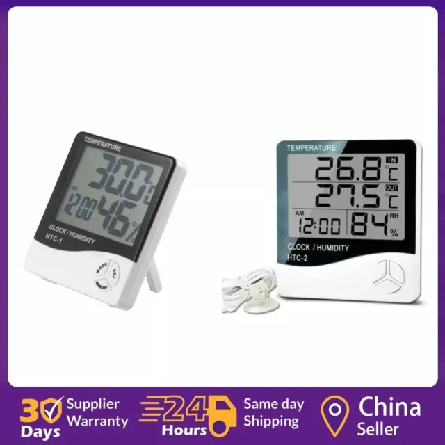 HTC-1 Large LCD Digital Indoor Hygrometer Room Thermometer with Alarm Clock ☘️